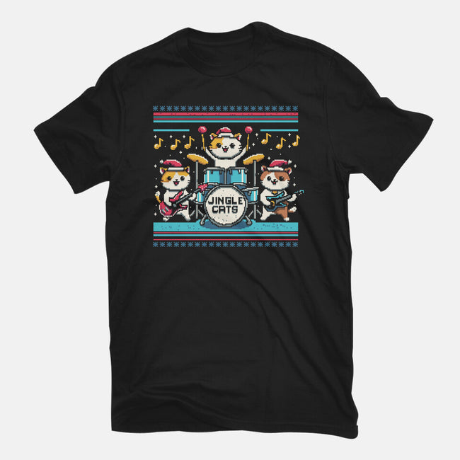 Jingle Band Cats-Unisex-Basic-Tee-Marinho