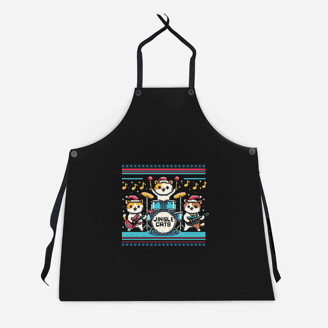 Jingle Band Cats-Unisex-Kitchen-Apron-Marinho