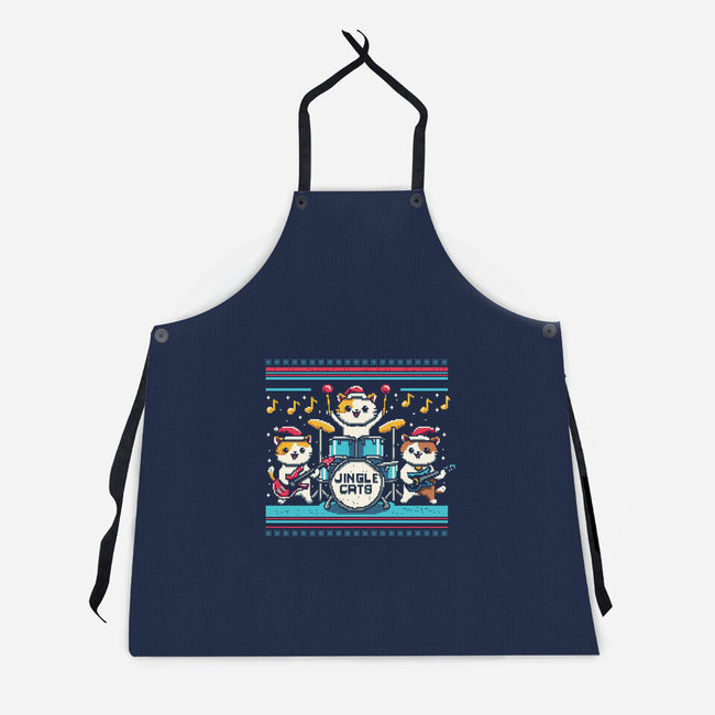 Jingle Band Cats-Unisex-Kitchen-Apron-Marinho