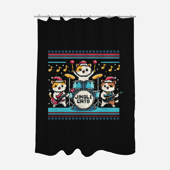 Jingle Band Cats-None-Polyester-Shower Curtain-Marinho