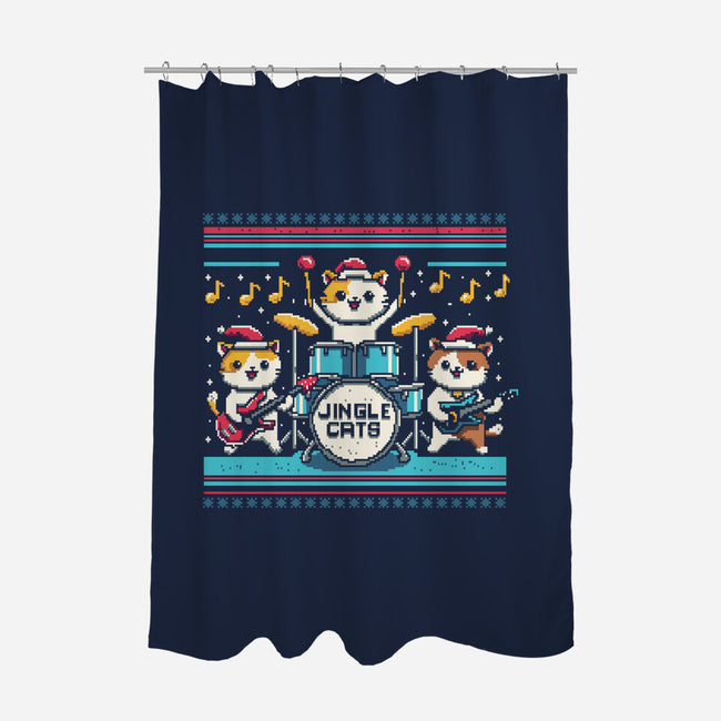 Jingle Band Cats-None-Polyester-Shower Curtain-Marinho