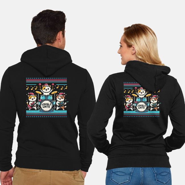 Jingle Band Cats-Unisex-Zip-Up-Sweatshirt-Marinho