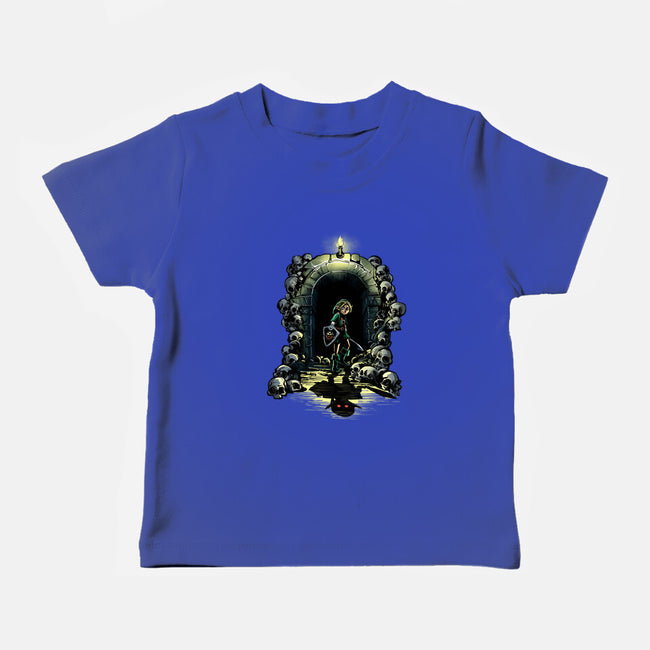 Link In The Dungeons-Baby-Basic-Tee-zascanauta