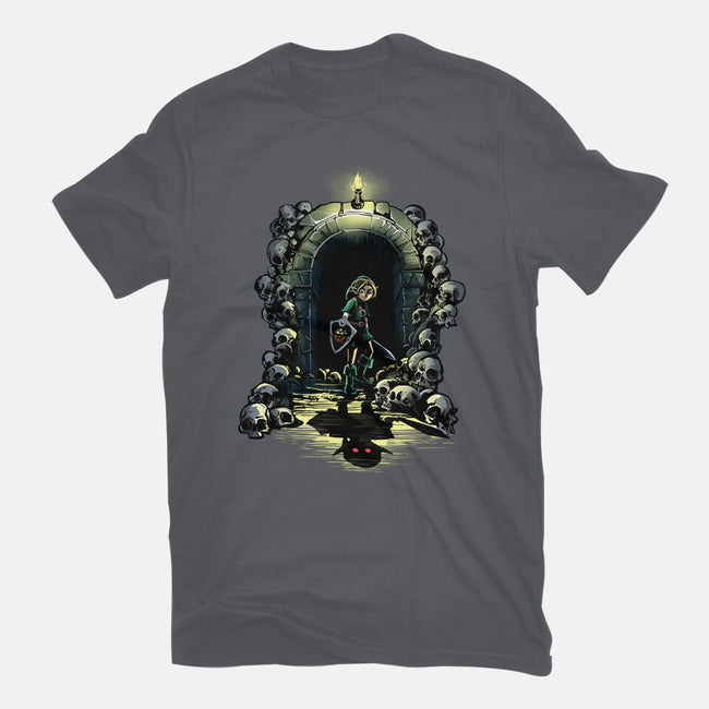 Link In The Dungeons-Womens-Fitted-Tee-zascanauta