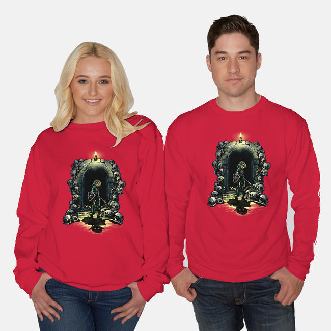 Link In The Dungeons-Unisex-Crew Neck-Sweatshirt-zascanauta