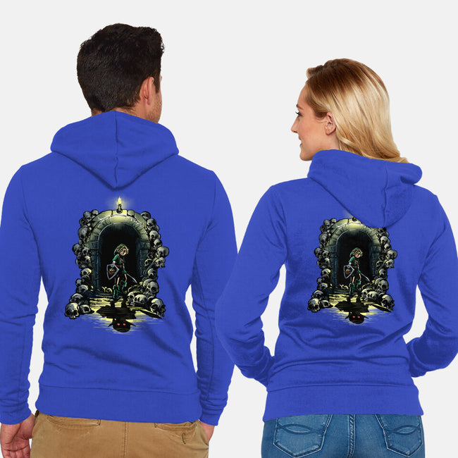 Link In The Dungeons-Unisex-Zip-Up-Sweatshirt-zascanauta