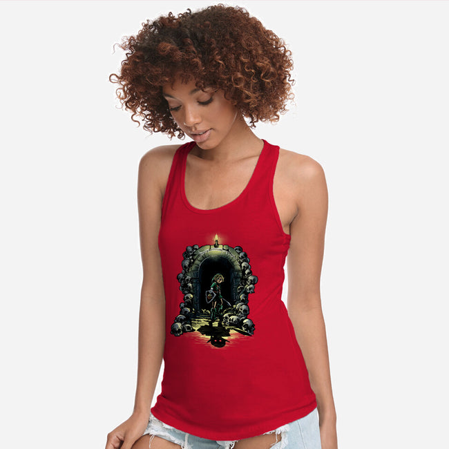 Link In The Dungeons-Womens-Racerback-Tank-zascanauta