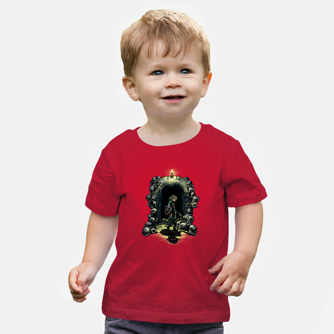 Link In The Dungeons-Baby-Basic-Tee-zascanauta