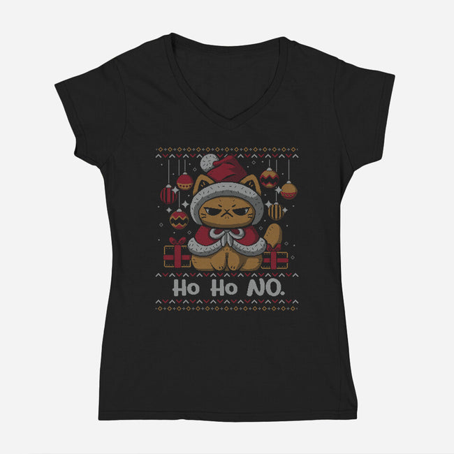 Ho Ho No Christmas-Womens-V-Neck-Tee-xMorfina