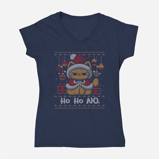 Ho Ho No Christmas-Womens-V-Neck-Tee-xMorfina