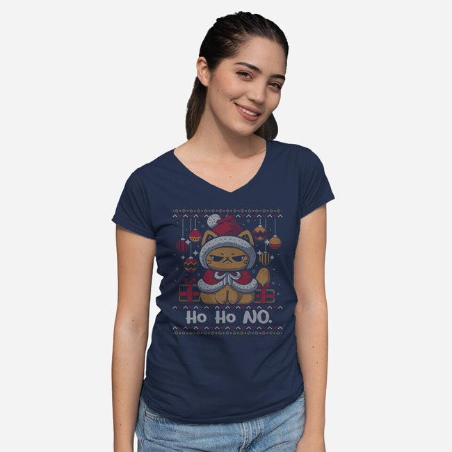 Ho Ho No Christmas-Womens-V-Neck-Tee-xMorfina