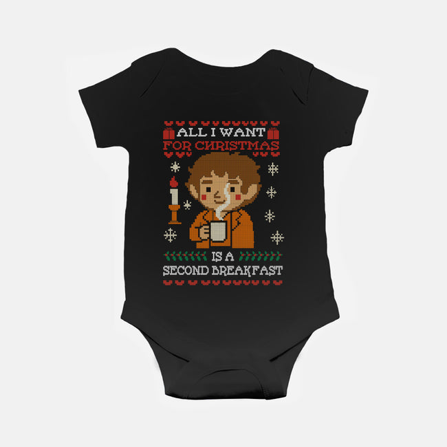Second Breakfast Christmas-Baby-Basic-Onesie-fanfabio