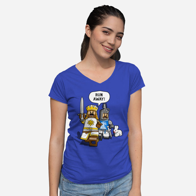 Run Away-Womens-V-Neck-Tee-drbutler