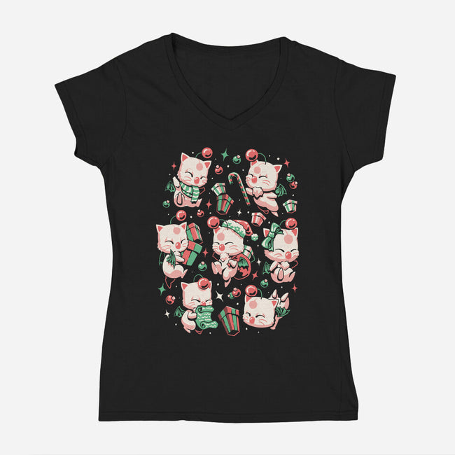 Merry Moogmas-Womens-V-Neck-Tee-eduely