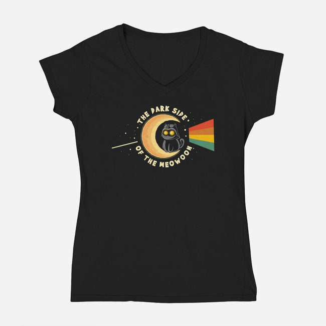 The Dark Side Of The Meowoon-Womens-V-Neck-Tee-erion_designs