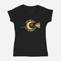 The Dark Side Of The Meowoon-Womens-V-Neck-Tee-erion_designs