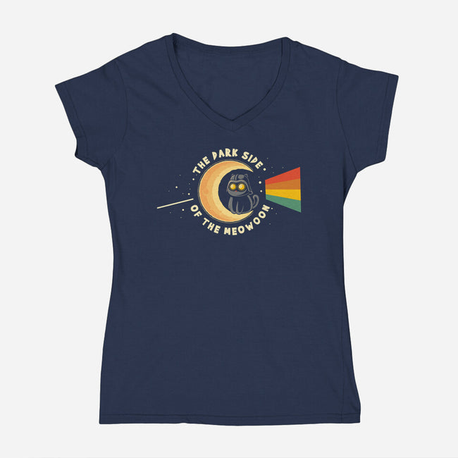 The Dark Side Of The Meowoon-Womens-V-Neck-Tee-erion_designs