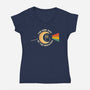 The Dark Side Of The Meowoon-Womens-V-Neck-Tee-erion_designs
