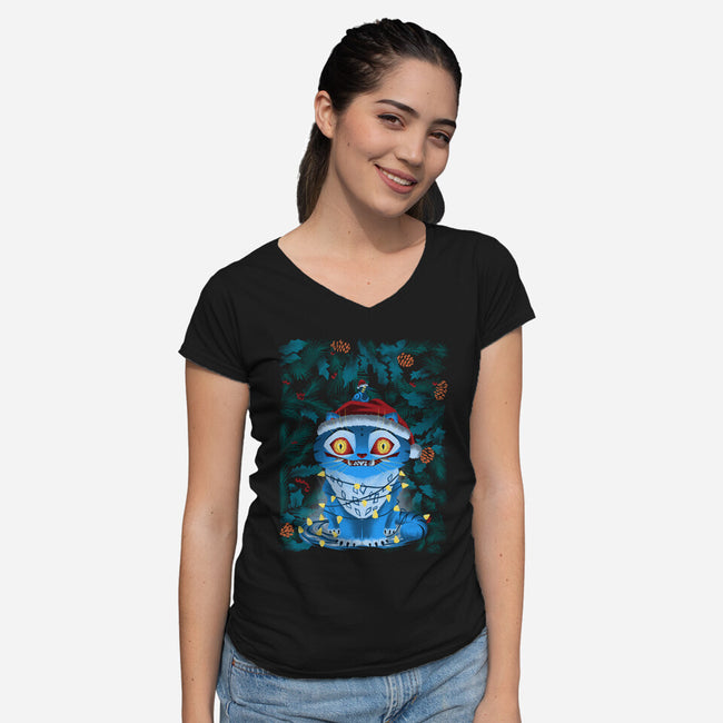 Supernatural Holiday-Womens-V-Neck-Tee-rmatix