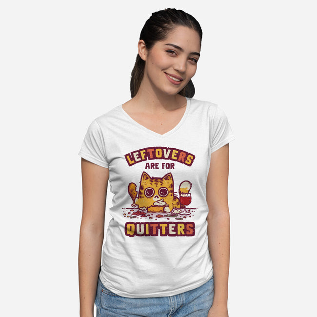 Leftovers Are For Quitters-Womens-V-Neck-Tee-kg07