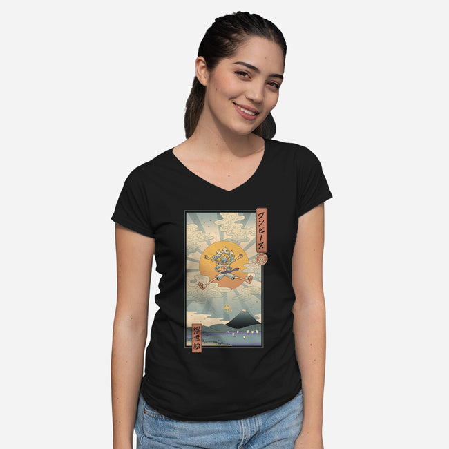 Pirates Ukiyo-e-Womens-V-Neck-Tee-vp021