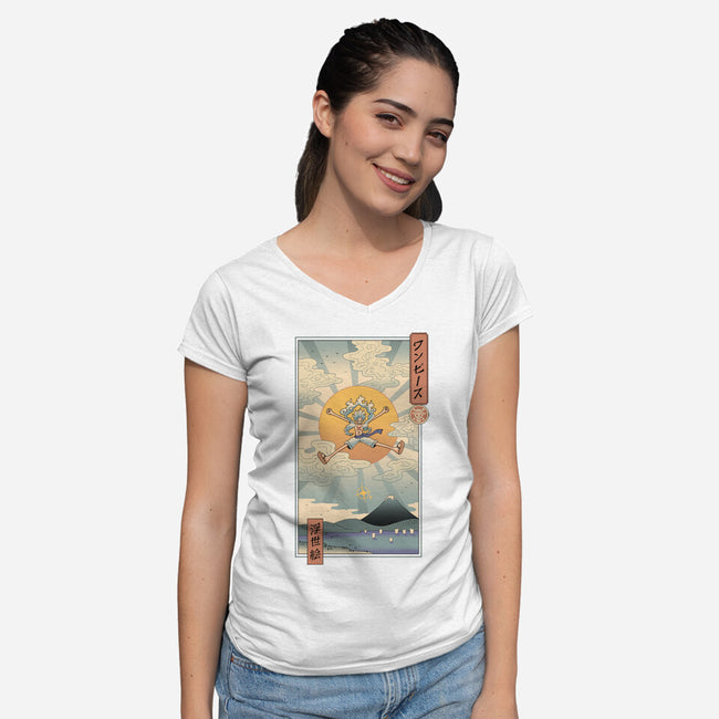 Pirates Ukiyo-e-Womens-V-Neck-Tee-vp021