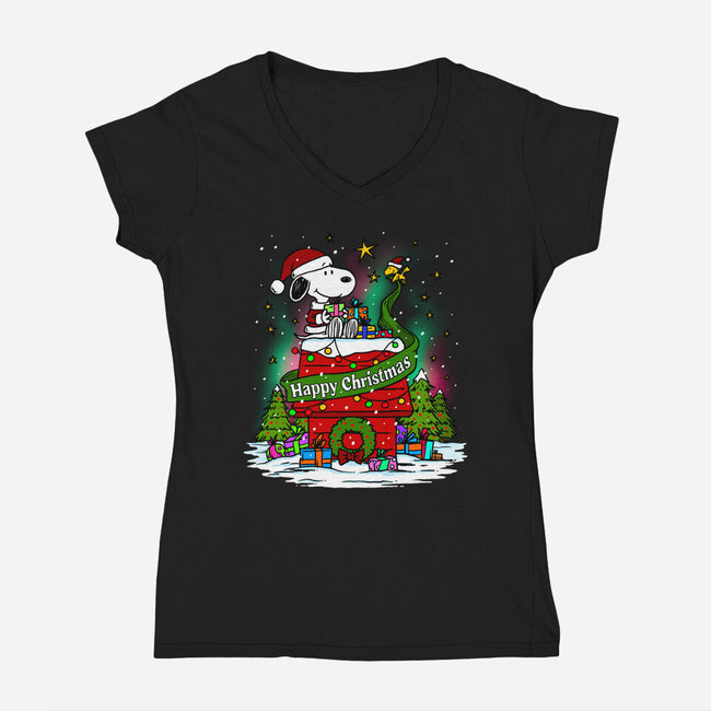 Deck The Kennels-Womens-V-Neck-Tee-drbutler