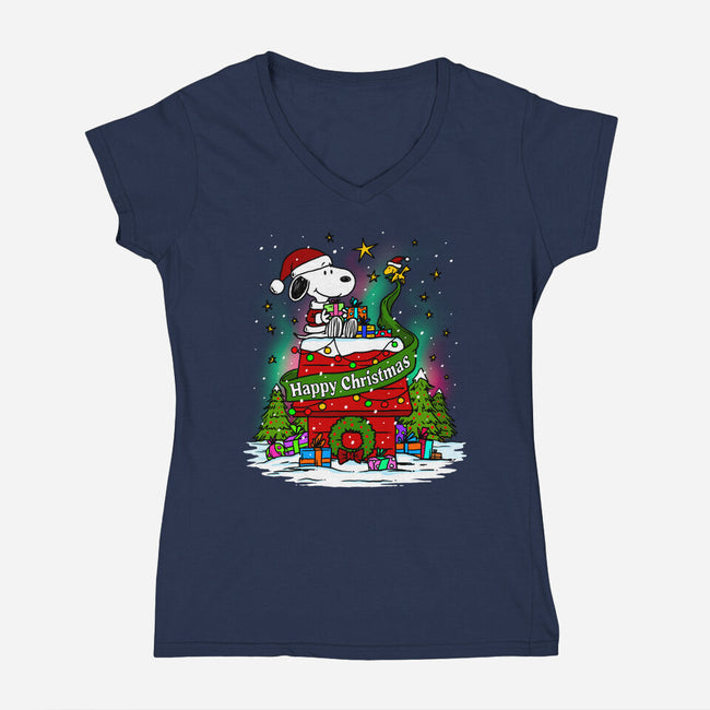 Deck The Kennels-Womens-V-Neck-Tee-drbutler