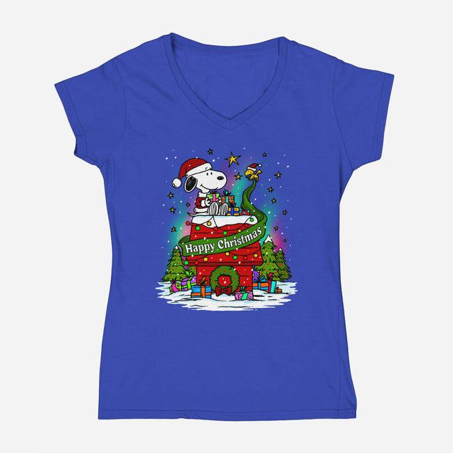 Deck The Kennels-Womens-V-Neck-Tee-drbutler