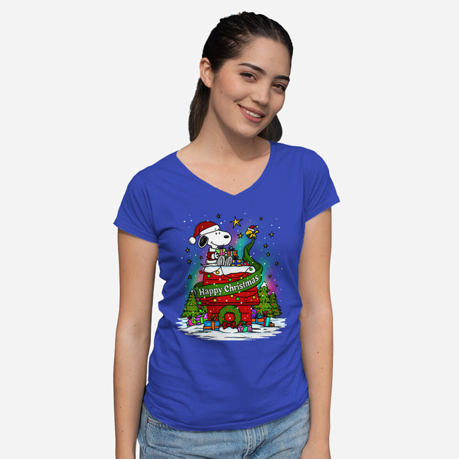 Deck The Kennels-Womens-V-Neck-Tee-drbutler