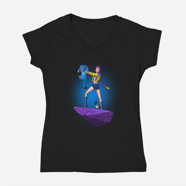 The Demon King-Womens-V-Neck-Tee-drbutler