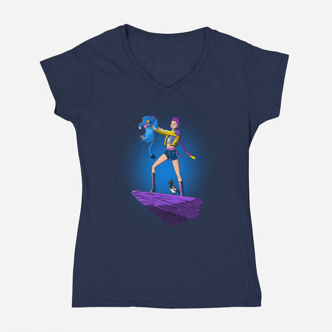 The Demon King-Womens-V-Neck-Tee-drbutler