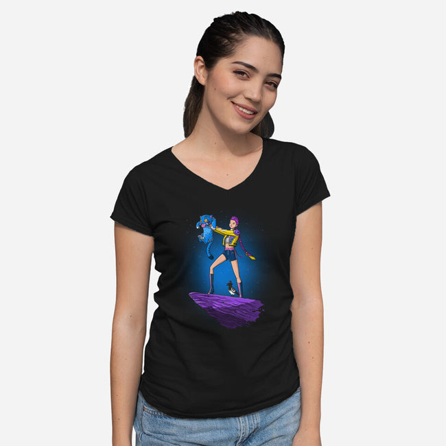 The Demon King-Womens-V-Neck-Tee-drbutler