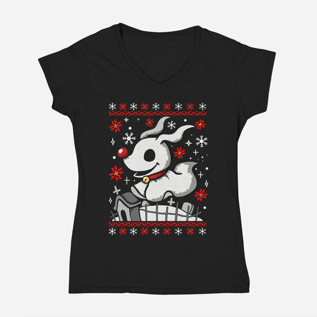 Pet Sematary Christmas-Womens-V-Neck-Tee-Vallina84