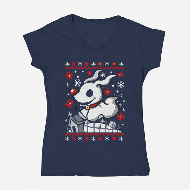Pet Sematary Christmas-Womens-V-Neck-Tee-Vallina84