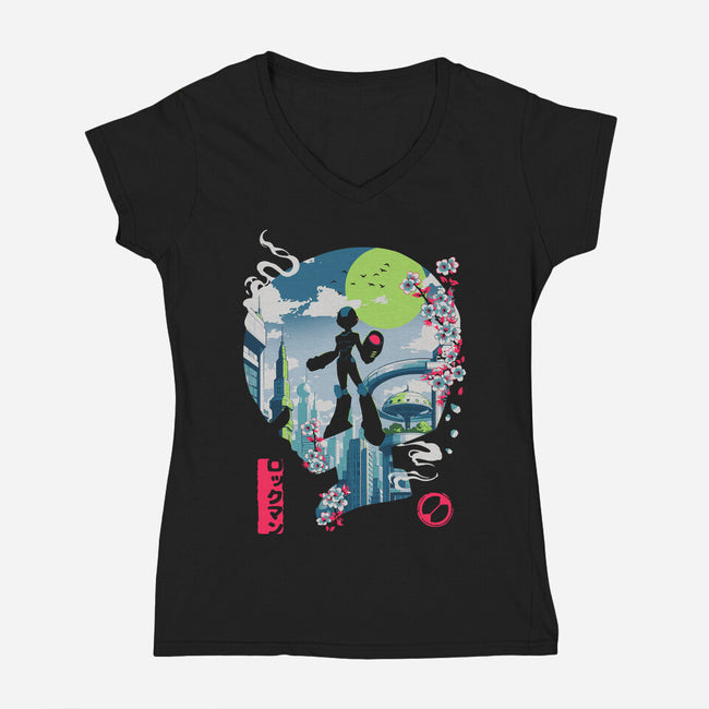 Mega City Hero-Womens-V-Neck-Tee-Arinesart