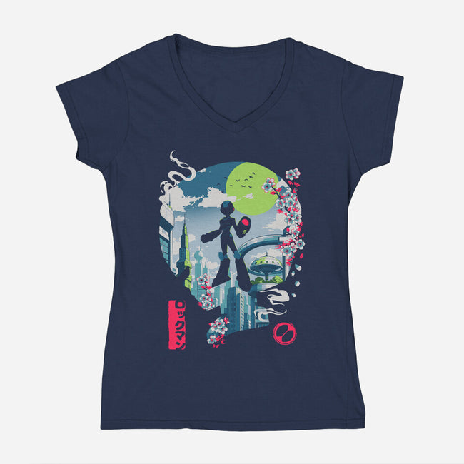 Mega City Hero-Womens-V-Neck-Tee-Arinesart