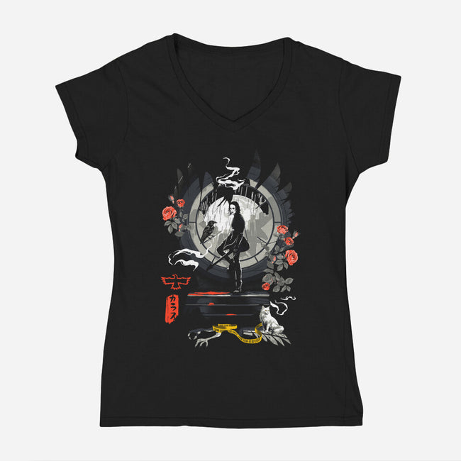 Believe In Angels-Womens-V-Neck-Tee-Arinesart