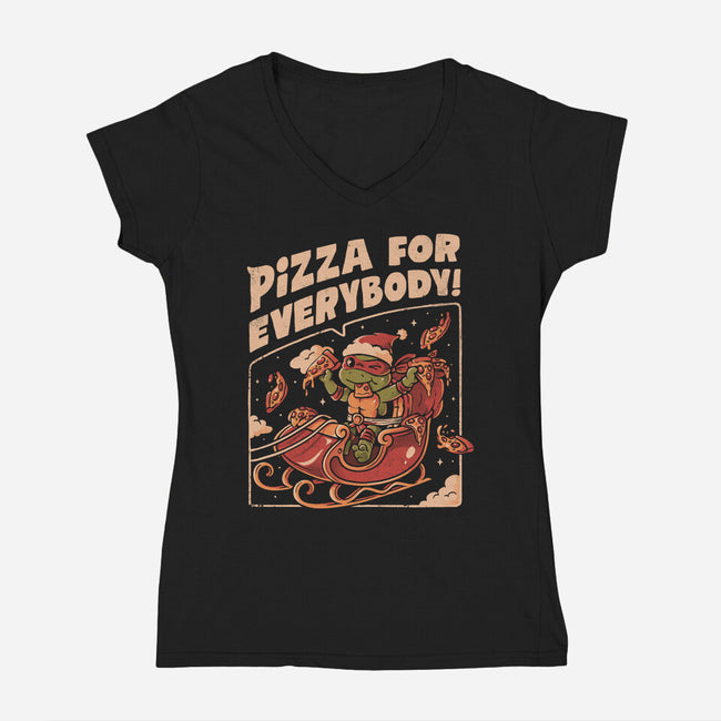 Pizza For Everybody-Womens-V-Neck-Tee-eduely