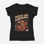 Pizza For Everybody-Womens-V-Neck-Tee-eduely