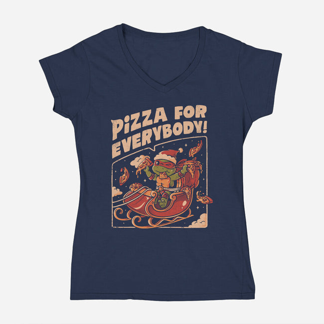 Pizza For Everybody-Womens-V-Neck-Tee-eduely