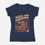 Pizza For Everybody-Womens-V-Neck-Tee-eduely
