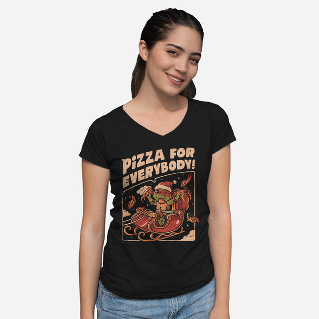 Pizza For Everybody-Womens-V-Neck-Tee-eduely