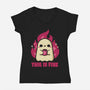 This Is Fine Ghost Coffee-Womens-V-Neck-Tee-xMorfina