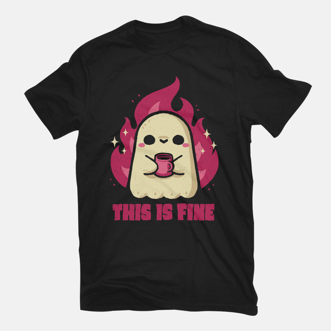 This Is Fine Ghost Coffee-Womens-Fitted-Tee-xMorfina