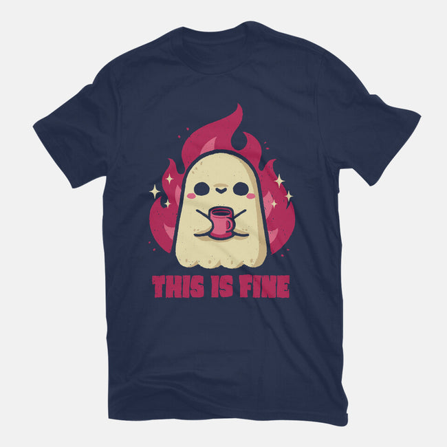 This Is Fine Ghost Coffee-Womens-Fitted-Tee-xMorfina