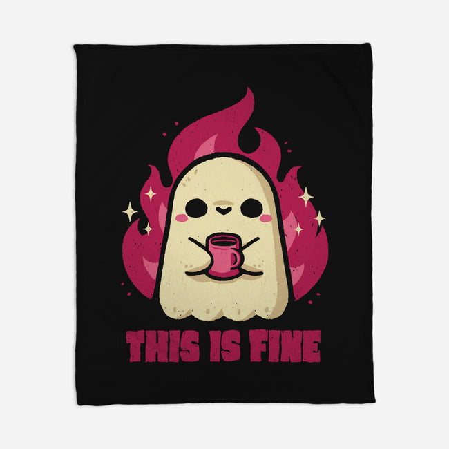 This Is Fine Ghost Coffee-None-Fleece-Blanket-xMorfina