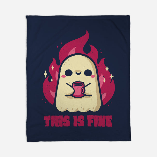 This Is Fine Ghost Coffee-None-Fleece-Blanket-xMorfina