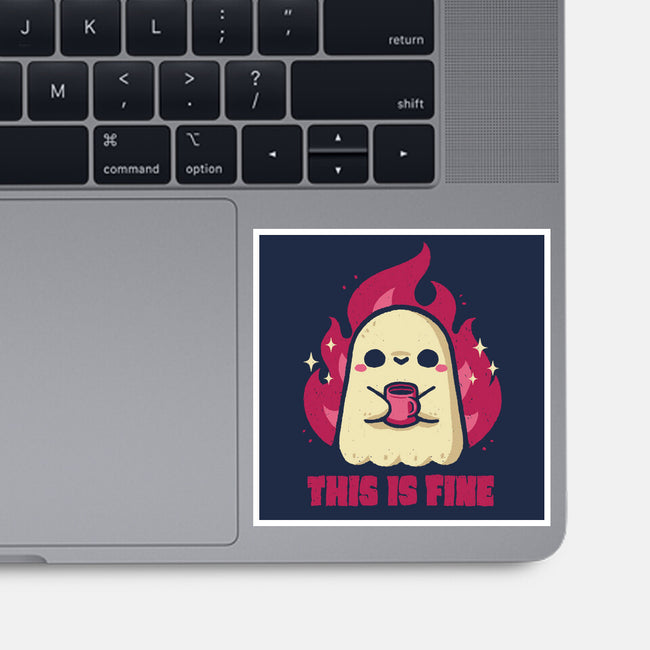 This Is Fine Ghost Coffee-None-Glossy-Sticker-xMorfina