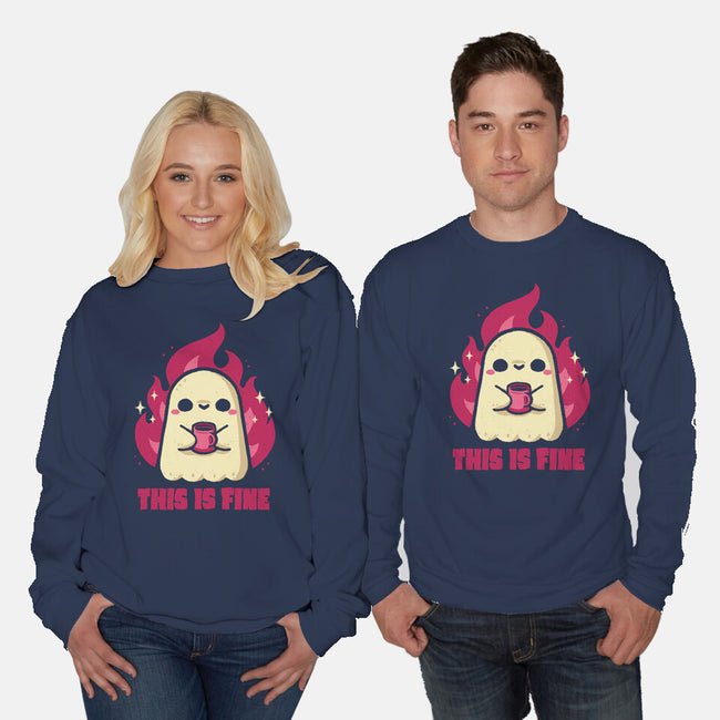 This Is Fine Ghost Coffee-Unisex-Crew Neck-Sweatshirt-xMorfina